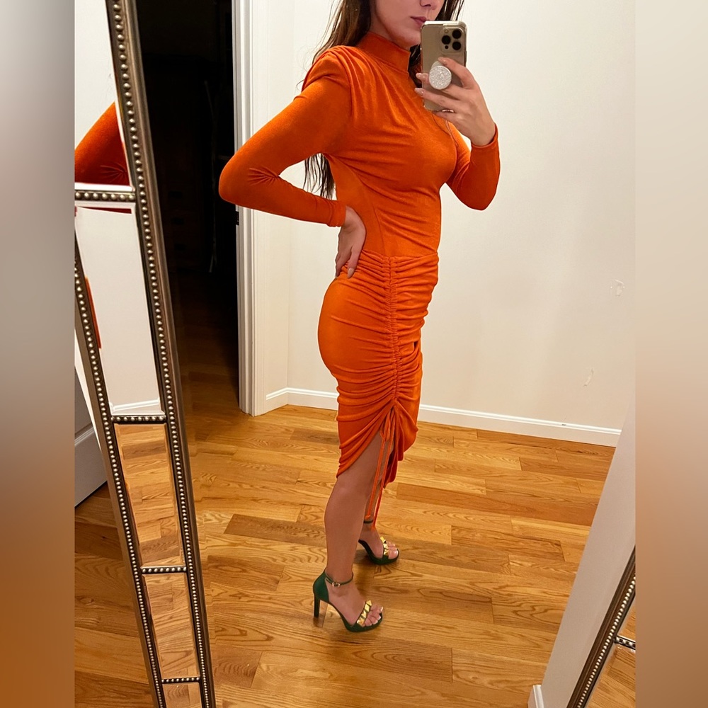 ORANGE KENZIA HIGH NECK BODYSUIT - Picture 6 of 7